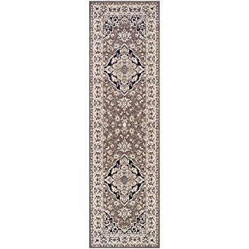 Superior Elegant Glendale Collection Area Rug, 8mm Pile Height with Jute Backing, Traditional Oriental Rug Design, Anti-Static, Water-Repellent Rugs - Brown, 2'7" x 8' Runner