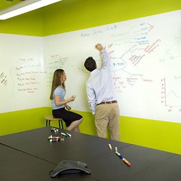 FANCY-FIX HUGE Self Adhesive Office Supply Dry Erase Whiteboard Sticker with 3 marker pens 107cm width by 195cm length