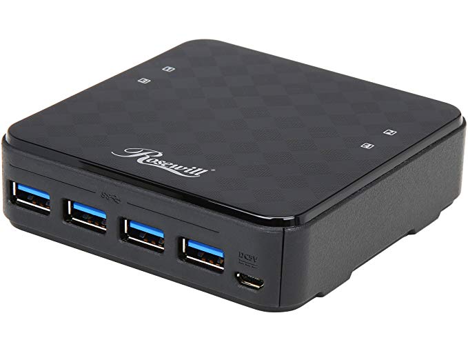 Rosewill USB 3.0 Sharing Switch Box, 4 Port USB 3.0 Peripheral Sharing Switch Hub for 4 Computers to Share USB Devices via PC Select Controller w/ 70-inch Cable, 4 USB 3.0 Cables Included