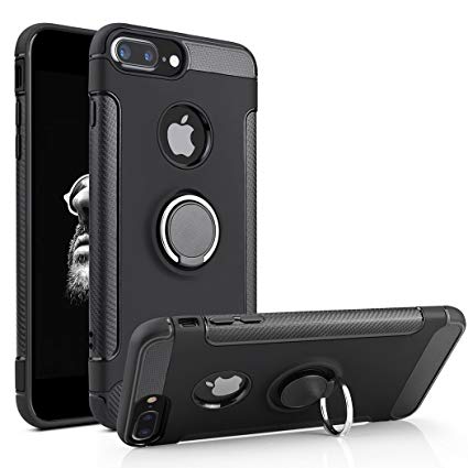 Besiva Phone Case Compatible iPhone 8 Plus, iPhone 7 Plus, Case with 360 Degree Swivel Ring Kickstand Anti Scratch Durable Soft Protective Case Compatible iPhone 7 Plus / 8 Plus, ro36
