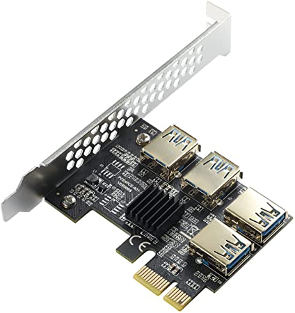 MZHOU PCI-E 1 to 4 PCI-E Slot 1x to 16x Riser Card - USB 3.0 PCIe Port Multiplier Card Mining - Special Riser Card PCI-E Converter for Bitcoin Miner