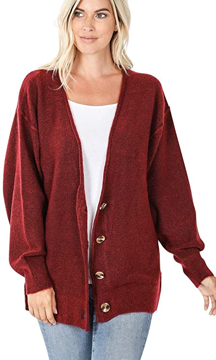 Sweaters for Women Long Sleeve Button Down Slouchy Knit Cozy Open Front Cardigan