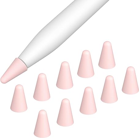 MoKo [10 Pack Pencil Tips Cover Fit iPad Pencil, Compatible with Apple Pencil 1st Gen/Pencil 2nd Generation, Pen Nibs Cover for Drawing Writing Anti-Slip Silicone Lightweight Protective Cas, Pink