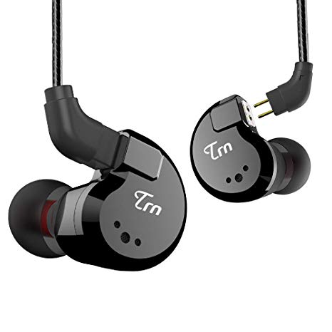 TRN V80 HIFI Earphone, Stage/Studio In Ear Monitor, 2 Dynamic & 2 Balanced Armature Driver Stereo Bass IEM, Metal In Ear Headphone with Detachable 2 Pin Cable (Black No Mic)