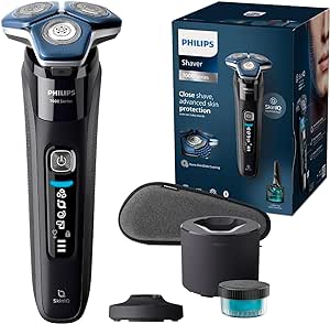 Philips Serie 7000 Afeitadora Eléctrica Hombre, Máquina de Afeitar Barba con Recortadora, 45 cuchillas, 60min de uso, En Seco y Húmedo, Recargable, Centro de Limpieza, Base Carga, S7886/55, Negro