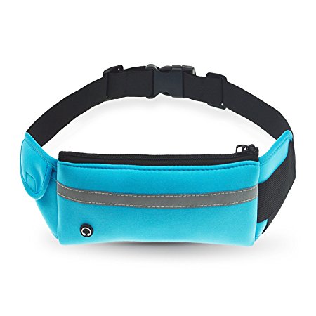 Refoss Running Waist Pack, Water Resistant Fanny Pack, Expandable Sport Belt with Water Bottle Holder for Biking, Hiking, Camping, Dog Walking and Indoor Fitness