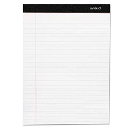 Universal 30630 Premium Ruled Writing Pads, White, 8 1/2 x 11, Legal/Wide, 50 Sheets (Pack of 6 Pads)