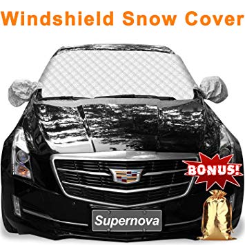 Supernova Car Windshield and Side Mirror Cover for Snow and Ice Guard & Sun Shade Protector, Fits for Compact Cars, Sedans, Small Crossovers & Small SUVs - 56"(W) X 36"(H) (Standard-size)