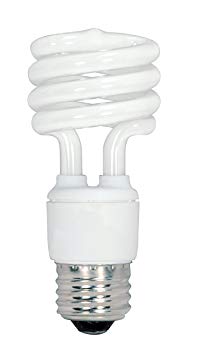 Satco S6237 13-Watt Medium Base T2 Mini Spiral, 5000K, 120V, Equivalent to 60-Watt Incandescent Lamp for Enclosed Fixtures