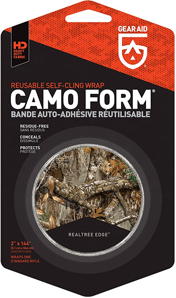 Gear Aid Camo Form Self-Cling and Reusable Camouflage Wrap, Realtree Edge, 2” X 144” Roll