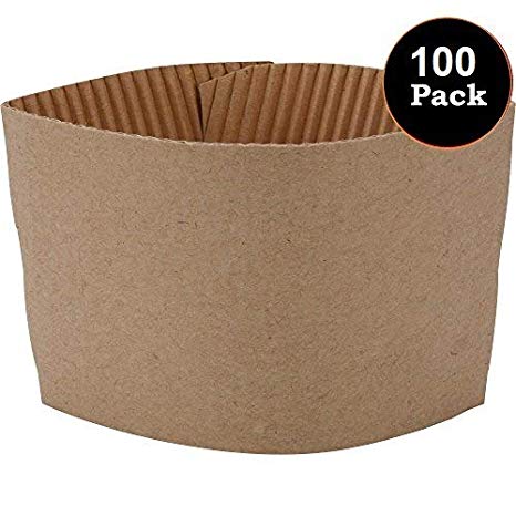 1InTheOffice Corrugated Coffee Cup Sleeves for 12oz 16 oz (100 Sleeves)