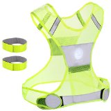 Reflective Vest for Running or Cycling Including Two 3M Safety Reflective Bands Women and Men with Pockets Gear for Jogging Biking Walking