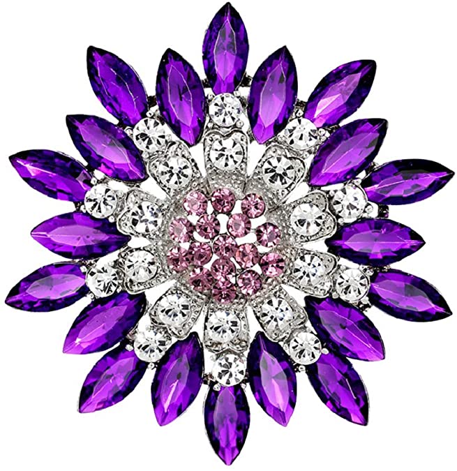 Polytree Women Flower Crystal Rhinestone Brooch Pins Wedding Bridal Gift