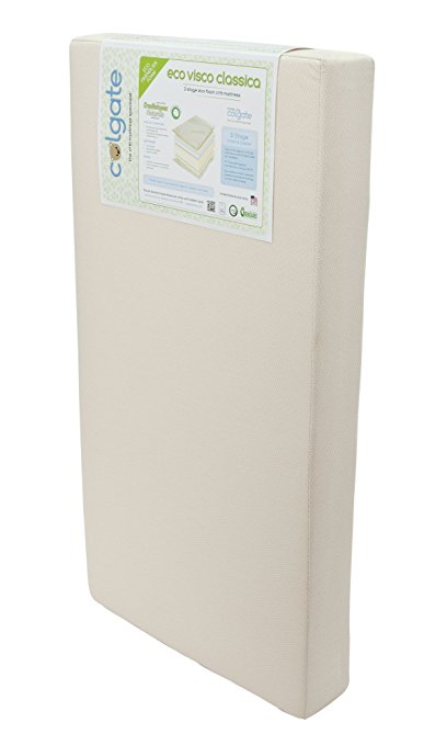 Colgate Eco Visco Classica - Organic Cotton Crib Mattress and Memory Foam Toddler Side with Waterproof Cover,Ecru