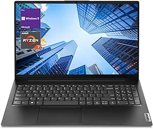 Lenovo V-Series V15 Business Laptop, 15.6" FHD Display, AMD Ryzen 7 7730U, 16GB RAM, 1TB SSD, Numeric Keypad, HDMI, RJ45, Webcam, Wi-Fi 6, Windows 11 Pro, Black