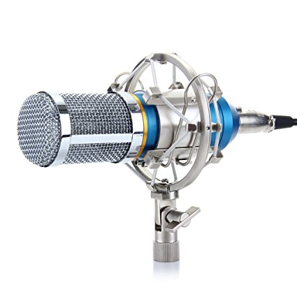 Excelvan BM-800 Condenser Studio Recording Microphone and Shock Mount Holder Blue
