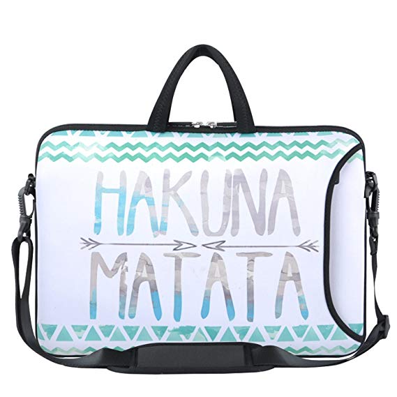 17 inch Laptop Bag, Kitron(TM) 16 17"-17.3 Inch HAKUNA MATATA Neoprene Case Sleeve with Carrying Handle and Adjustable Shoulder Strap