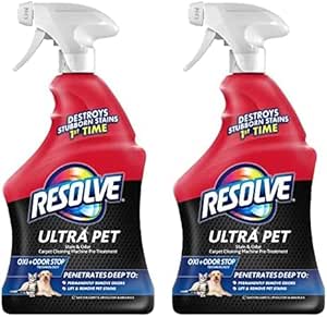 Resolve Ultra Pet Odor and Stain Remover Spray, Carpet Cleaner, 32oz (Pack of 2)