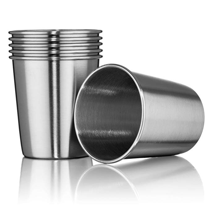 Hudson Essential 7 oz. Stainless Steel Cups - Stackable and Unbreakable Drinking Cups- Great for Kids - Set of 6 (7 oz.)