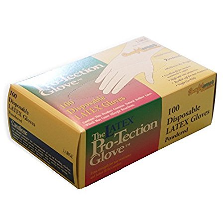 Disposable Latex Gloves Powdered Size Large, 100 Count