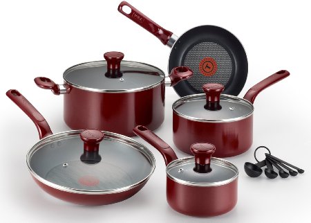 Tefal (T-Fal) Excite 14 Piece Non Stick Cookware Set, Red