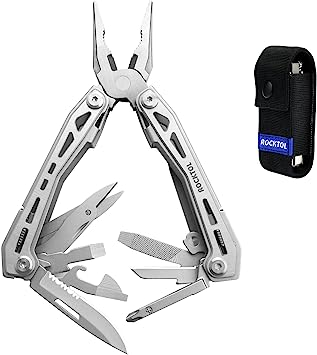 ROCKTOL Multitool,16-in-1 Multitool Pliers Stainless Steel Pocket Pliers Safety Locking Toolset for Outdoor Survival, Camping, Hunting, Gifts for Him