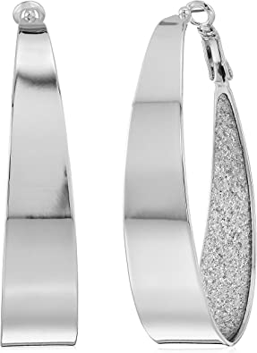 Guess Large Oval Glitter Hoop Earrings