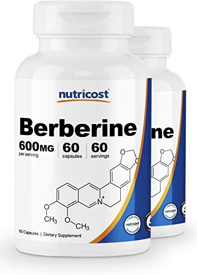 Nutricost Berberine HCl 600mg, 60 Caps (2 Bottles) - Gluten Free, Veggie Caps, Non-GMO