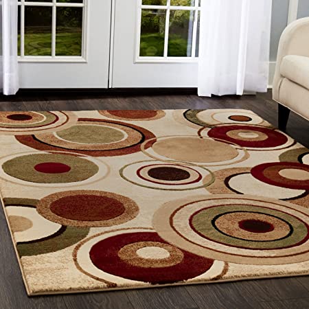 Home Dynamix Emmitt Modern Area Rug, 7'10"x10'6", Geometric Ivory/Green/Red