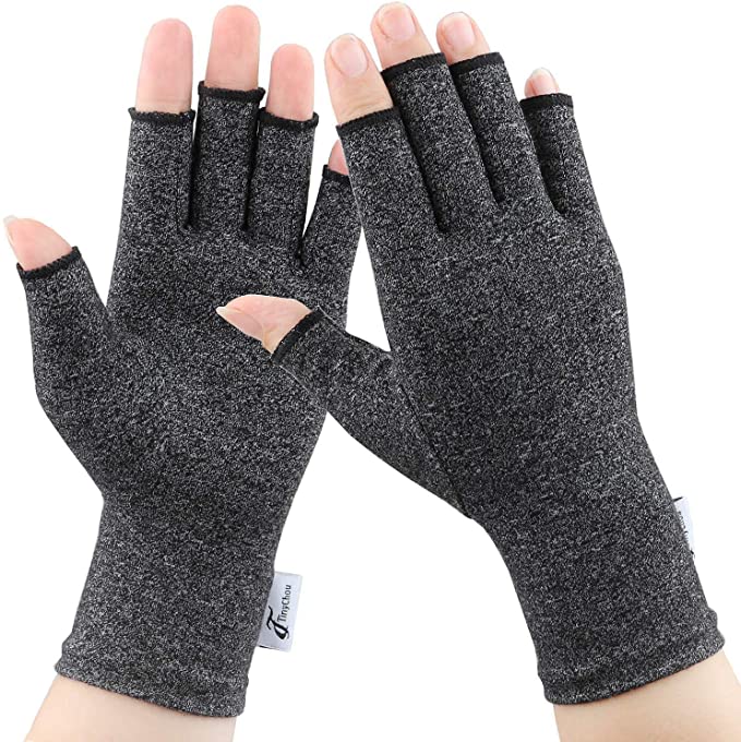 2 Pairs Compression Arthritis Gloves for Women and Men - Arthritis Hand Pain Relief Rheumatoid Osteoarthritis and Carpal Tunnel,Fingerless Gloves for Computer Typing and Everyday Support