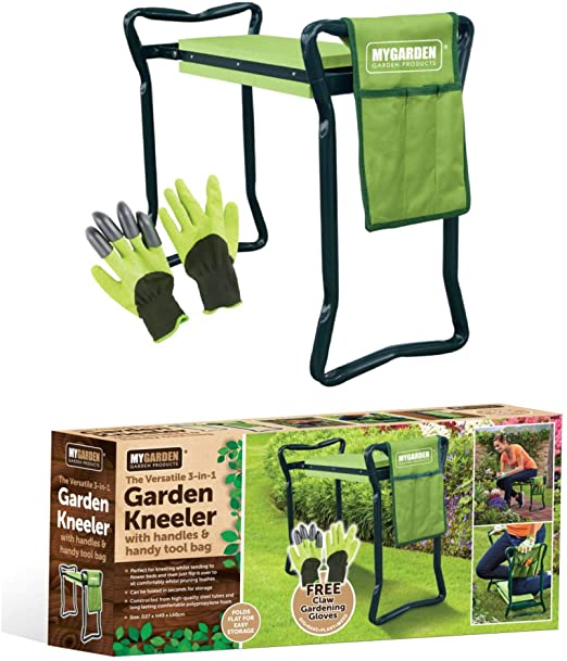 MYGARDEN Versatile 3-in-1 Garden Kneeler With Handles & Handy Tool Bag Gardening Foldable