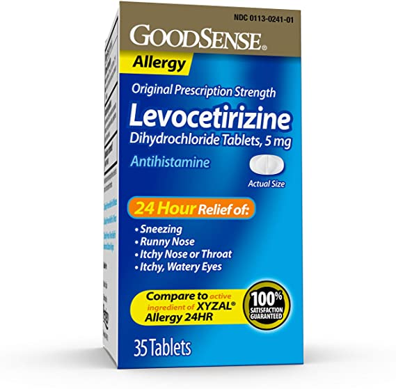 Good Sense Levocetirizine Dihydrochloride Tablets, 5 Mg, Antihistamine, All Day Allergy Relief, 35 Count