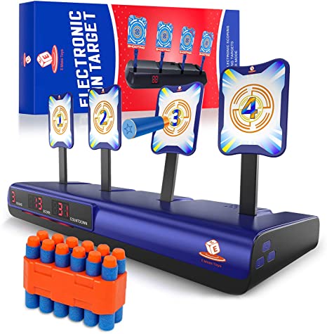Bullseye Electronic Running Shooting Target for Nerf Gun Toys – Auto Scoring Target - Digital Targets Kids Age 3-12 - Boys & Girls – Solo and Multi-Player Mod