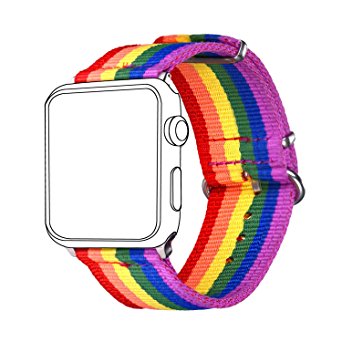 for Apple Watch Band Rainbow LGBT, Bandmax Watch Strap Comfortable&Durable Nylon Replacement Band with Metal Buckle for Apple Watch 42MM(Series 3/2/1)