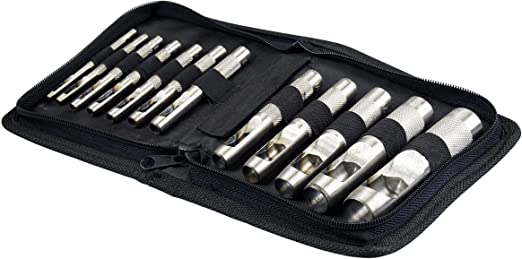 SE 791LP Heavy-Duty 12-Piece Hollow Punch Set with Zipper Pouch, Set of 12