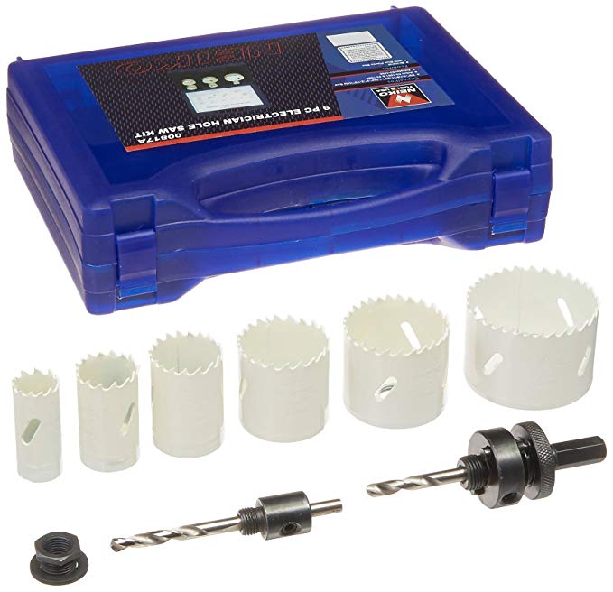 Neiko 00817A Professional Grade Bi Metal Hole Saw Kit, 9 Piece