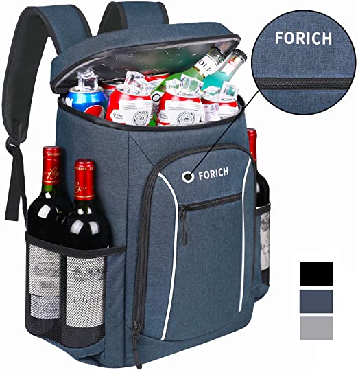 FORICH Cooler Backpack Portable Soft Backpack Coolers Insulated Leak Proof Large Cooler Bag for Men Women to Work Lunch Travel Beach Camping Hiking Picnic Fishing Beer Bottle Backpacks, 30 Cans (Blue)