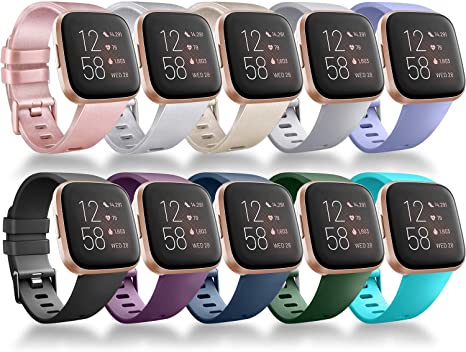 Vancle Bands Compatible for Fitbit Versa/Versa 2 / Versa Lite/Versa SE, Classic Soft Sport Band Strap for Fitbit Versa Smart Watch Women Men Small Large