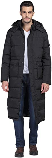 CHARTOU Men's Fashion Thickened Oversized Windproof Long Hooded Down Coat Jacket
