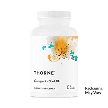 Thorne Research - Omega-3 w/CoQ10 - Omega-3 Fatty Acids Supplement with CoQ10 - EPA and DHA - 90 Gelcaps