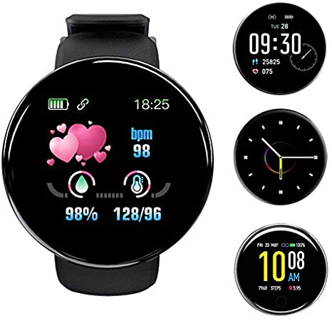 Smart Watch for Android Phones and iOS Phones Compatible iPhone Samsung, IP65 Swimming Waterproof Smartwatch Fitness Tracker Heart Rate Monitor Smart Watches for Men Women -Black