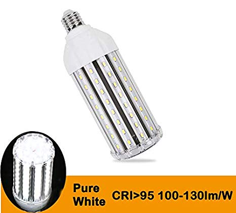 E27 LED Corn Light Bulb, CRI Ra 95,Photography Video Studio Lighting Light,30W 3000lm-3500lm Daylight 6000K / Warm White 3000K,for Garage Workshop Street Lamp Post Lighting (Pure White)