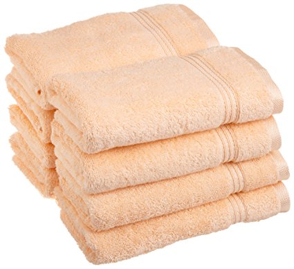 Superior Luxurious Soft Hotel & Spa Quality Hand Towel Set of 8, Made of 100% Premium Long-Staple Combed Cotton - Peach, 16" x 30" each
