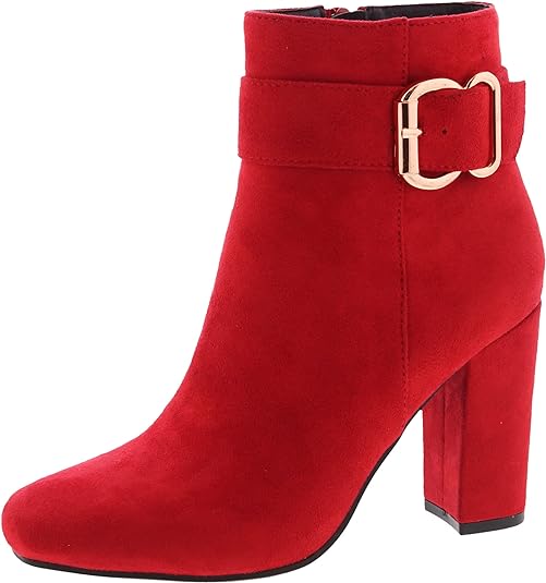 TOP Moda Womens Chunky High Heel Ankle Boots with Buckle