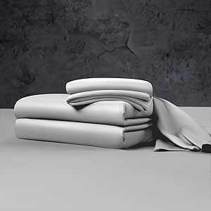 100% Organic Eucalyptus King Sheets Set - Cooling Tencel Sheets King Size, Silky Soft and Smooth Lyocell Sheets with Deep Pocket, Sheet & Pillowcase Sets, Hypoallergenic Bed Sheets（King, Gray