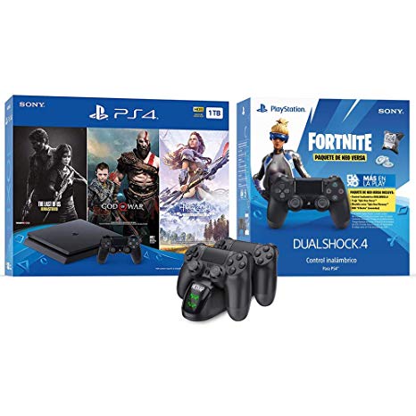 2019 Newest Playstation 4 Holiday Bundle- Only on Playstation PS4 Console Slim Bundle - Included 3X Games, Playstation 4 Fortnite DualShock 4 Wireless Controller w/HESVAP Charging Station Dock