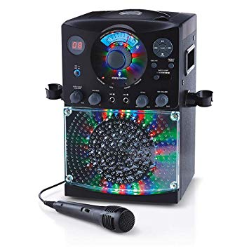 Singing Machine SML385UBK Bluetooth Karaoke System with LED Disco Lights, CD G, USB, and Microphone, Black