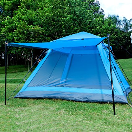 Instant 4 Person Hydraumatic Large Dome Tent Double Layer 2-Door Opening Screened Family Camping Canopy Shelter Tent (82'' x 82'' x 53'')