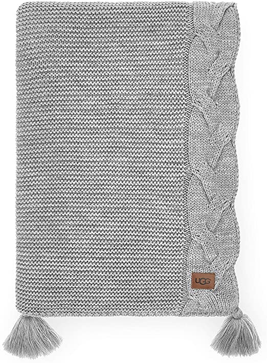 UGG Dakota Engineered Chunky Cable Knit Throw Blanket with Tassels, (50 x 70)