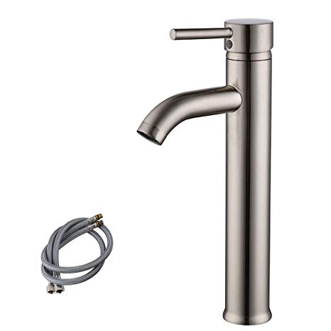 KES cUPC NSF Certified Brass Faucet Bathroom Sink Brass Single Hole Single Handle Lavatory Faucet Wash Basin Faucet Tap Lead-Free, Brushed Nickel, L3100BLF-2